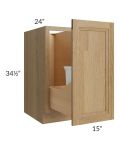 Catalina Toffee 15" Full Height Door Base Cabinet with Single Trashcan Pullout