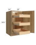 Catalina Toffee 18" Full Height Door Base Cabinet with 3 Rollout Trays