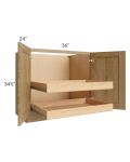 Catalina Toffee 36" Full Height Base Cabinet with 2 Rollout Trays