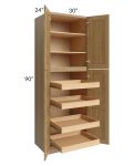 Catalina Toffee 30x90x24 Wall Pantry Cabinet with 4 Rollout Trays