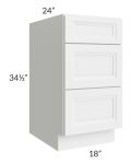 Catalina White 18" 3-Drawer Base Cabinet