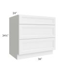 Catalina White 36" 3-Drawer Base Cabinet