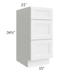 Catalina White 15" 3-Drawer Vanity Base Cabinet 