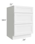 Catalina White 24" 3-Drawer Vanity Base Cabinet