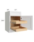Catalina White 21" Base Cabinet with 2 Rollout Trays
