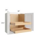 Catalina White 30" Full Height Base Cabinet with 2 Rollout Trays