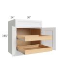 Catalina White 30" Base Cabinet with 2 Rollout Trays