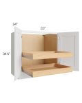 Catalina White 33" Full Height Base Cabinet with 2 Rollout Trays