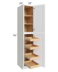 Catalina White 18x96x24 Wall Pantry Cabinet with 4 Rollout Trays 