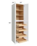 Catalina White 24x96x24 Wall Pantry Cabinet with 4 Rollout Trays 