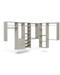 L Shaped Walk In Closet Storage Wall Mounted Wardrobe Organizer Kit System with Shelves and Drawers