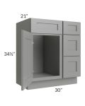 Shale Grey Shaker 30" Vanity Sink Base Cabinet (Drawers on Right)