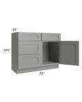 Shale Grey Shaker 42" Vanity Sink Base Cabinet (Drawers on Left)