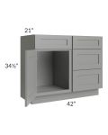 Shale Grey Shaker 42" Vanity Sink Base Cabinet (Drawers on Right)