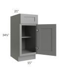 Shale Grey Shaker 15" Vanity Base Cabinet