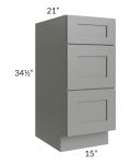 Shale Grey Shaker 15" Vanity Three Drawer Base Cabinet