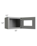 Shale Grey Shaker 15x12 Wall Cabinet with Plain Glass
