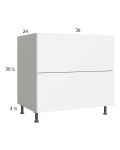 Euro Gloss White 36" 2-Drawer Range Base Cabinet