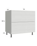 Euro White Grain 36" 2-Drawer Range Base Cabinet