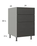 Euro Cafe 24" 2-Drawer Range Base Cabinet with 1 False Drawer Front