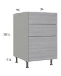 Euro Grey 24" 2-Drawer Range Base Cabinet with 1 False Drawer Front