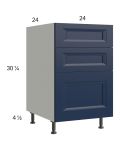 Harbor Navy 24" 2-Drawer Range Base Cabinet with 1 False Drawer Front