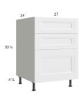 Harbor White 27" 2-Drawer Range Base Cabinet with 1 False Drawer Front