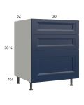 Harbor Navy 30" 2-Drawer Range Base Cabinet with 1 False Drawer Front