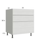 Euro White Grain 33" 2-Drawer Range Base Cabinet with 1 False Drawer Front