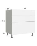 Euro Gloss White 36" 2-Drawer Range Base Cabinet with 1 False Drawer Front
