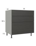Euro Cafe 36" 2-Drawer Range Base Cabinet with 1 False Drawer Front