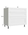 Harbor White 36" 2-Drawer Range Base Cabinet with 1 False Drawer Front