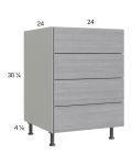 Euro Grey 24" 3-Drawer Range Base Cabinet with 1 False Drawer Front