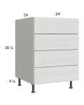 Euro White Grain 24" 3-Drawer Range Base Cabinet with 1 False Drawer Front