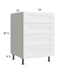 Harbor White 24" 3-Drawer Range Base Cabinet with 1 False Drawer Front