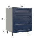 Harbor Navy 27" 3-Drawer Range Base Cabinet with 1 False Drawer Front