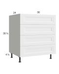 Harbor White 30" 3-Drawer Range Base Cabinet with 1 False Drawer Front
