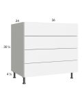 Euro Gloss White 36" 3-Drawer Range Base Cabinet with 1 False Drawer Front