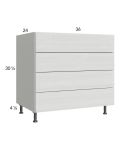 Euro White Grain 36" 3-Drawer Range Base Cabinet with 1 False Drawer Front