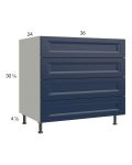 Harbor Navy 36" 3-Drawer Range Base with 1 False Drawer Front