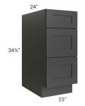 Royal Ebony Shaker 15" 3-Drawer Base Cabinet