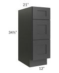 Royal Ebony Shaker 12" Vanity Drawer Base Cabinet