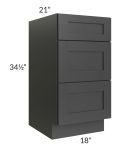 Royal Ebony Shaker 18" Vanity Drawer Base Cabinet