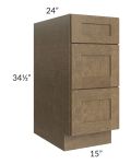 Royal Bronze Shaker 15" 3-Drawer Base Cabinet