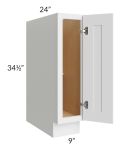 Royal White Shaker 9" Full Height Door Base Cabinet