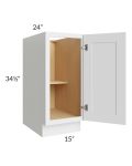 Royal White Shaker 15" Full Height Door Base Cabinet 