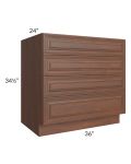 Cambridge Saddle Glaze 36" 4-Drawer Base Cabinet