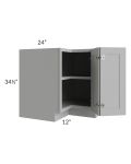 Dove Grey Shaker 36" Corner Base Cabinet with 1 Fixed Shelf