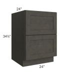 Charcoal Grey Shaker 24" 2-Drawer Base Cabinet