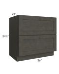 Charcoal Grey Shaker 36" 2-Drawer Base Cabinet